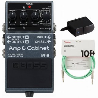 BOSS IR-2 Amp & Cabinet アンプ キャビネット 純正アダプターPSA-100S2+Fenderケーブル(Surf Green/3m) 同時購