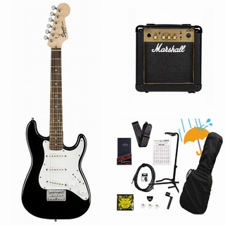 Squier by FenderMini Strat Laurel FB Black ミニギター エレキギター Marshall MG10アンプ付属エレキギター初心者セットR