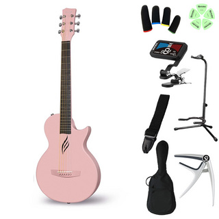 EnyaNOVA GO 小学生 1年生から弾ける！キッズギター初心者セット Pink ミニギター