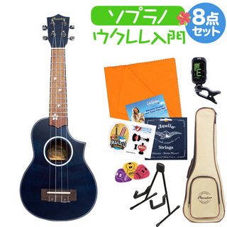 Bamboo Guitars BU-21BL BLU ウクレレ初心者セット スタンド付き入門8点セット ソプラノウクレレ