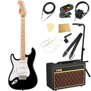 Squier by Fender Sonic Stratocaster LH MN BLK エレキギター ストラト 左利き用 VOXアンプ付き 入門11点 初心者セット