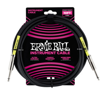 ERNIE BALL アーニーボール 6048 10' STRAIGHT/STRAIGHT INSTRUMENT CABLE  BLACK ギターケーブル