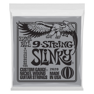 ERNIE BALL アーニーボール 2628 Slinky 9-String Nickel Wound Electric Guitar Strings 9-105 Gauge エレキギター弦
