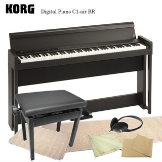KORG 【Bluetooth対応】コルグ 電子ピアノ C1-air ブラウン「本体と椅子のマット付」C1-air BR