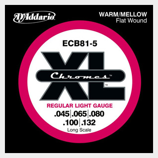 D'Addario Chromes Flat Wound ECB81-5 Regular Light 45-132 Long Scale 5-Strings 【池袋店】