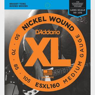 D'Addario ESXL160 ニッケル 50-105 ミディアムゲージ ダブルボールエンドスタインバーガータイプ専用 エレキベース弦