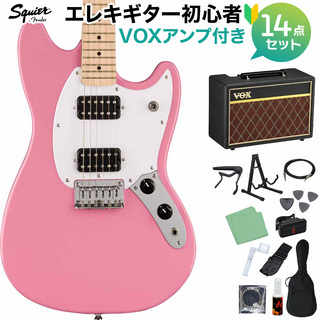 Squier by Fender SONIC MUSTANG HH Flash Pink エレキギター初心者14点セット【VOXアンプ付き】 ムスタング