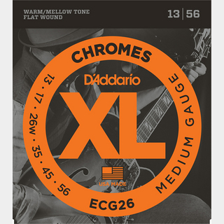D'Addario ECG26 CHROMES Medium 13-56 フラットワウンド弦 【同梱可能】