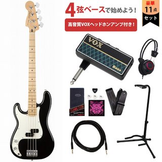 Fender Player Series Precision Bass Left-Handed Black Maple VOXヘッドホンアンプ付属エレキベース初心者セット