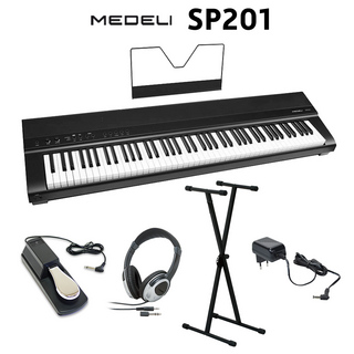MEDELI SP201 ブラック 電子ピアノ 88鍵盤 Xスタンド・ダンパーペダル・ヘッドホンセット 【クリアランスセール】
