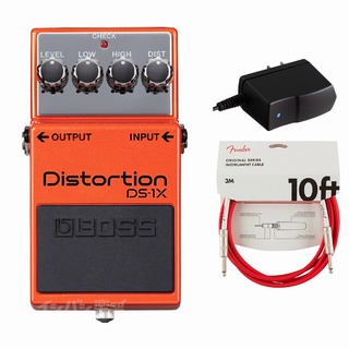 BOSS DS-1X Distortion ディストーション 純正アダプターPSA-100S2+Fenderケーブル(Fiesta Red/3m) 同時購入セッ
