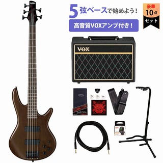 IbanezGio GSR205B-WNF (Walnut Flat) アイバニーズ [5弦ベース] VOXアンプ付属エレキベース初心者セット【WEBSHO