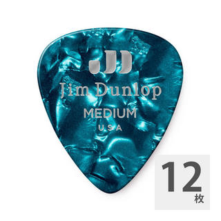 Jim Dunlop483 Genuine Celluloid Turquoise Pearloid Medium ギターピック×12枚