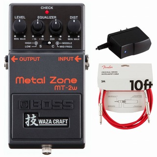 BOSS MT-2W Metal Zone ディストーション 純正アダプターPSA-100S2+Fenderケーブル(Fiesta Red/3m) 同時購入セッ
