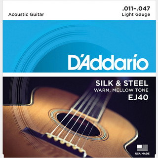 D'Addario EJ40 シルク&スチール コンパウンド弦 11-47 ライトアコースティックギター弦