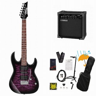 Ibanez GRX70QA-TVT Transparent Violet Sunburst GIO Series 入門用 豪華なキルトトップ  YAMAHA GA15IIアンプ付