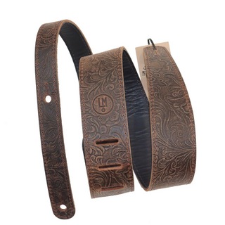 LM PRODUCTSLS-2304T Brown Tooled Leather ギターストラップ