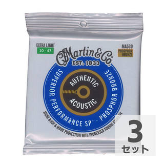 Martin MA530 Superior Performance Phospher Bronze Extra Light アコースティックギター弦×3セット