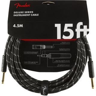 Fender フェンダー Deluxe Series Instrument Cables SS 15' Black Tweed ギターケーブル
