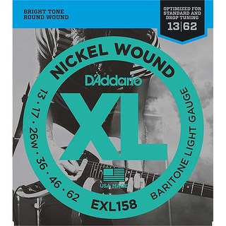 D'Addario XL Nickel Electric Guitar Strings EXL158 (Baritone Light/13-62) [バリトンスケール用]