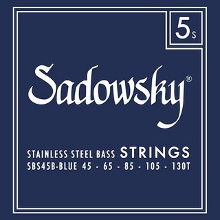 SadowskySBS45B Blue Label Bass String Set, Stainless Steel, Taperwound - 5-String, 045-130