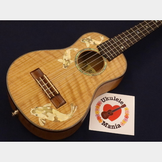 Alulu Carp (鯉) Inlay Solid Curly Maple Concert Ukulele w/Passive Mike #5500