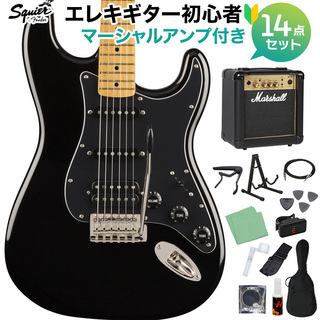 Squier by Fender Classic Vibe '70s Stratocaster HSS, Black 初心者14点セット 【マーシャルアンプ付】 ストラト