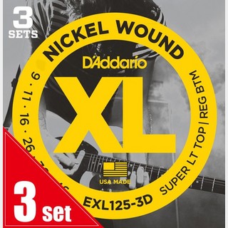 D'Addario EXL125-3D SUPER LT TOP / REG BTM (3set pack) エレキギター弦【新宿店】