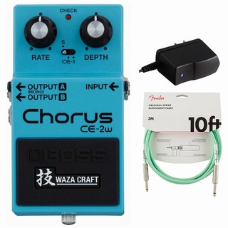 BOSS CE-2W Chorus コーラス 純正アダプターPSA-100S2+Fenderケーブル(Surf Green/3m) 同時購入セット【WEBSHOP