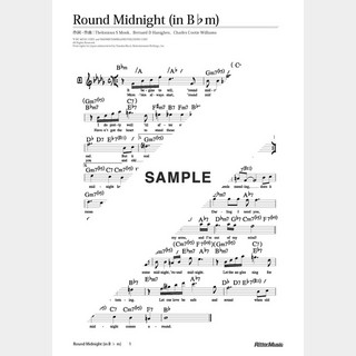 楽譜Round Midnight（移調バージョン in B♭m）