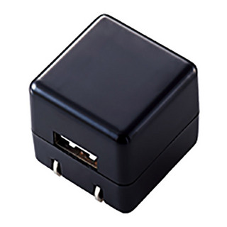 ELECOM AVS-ACUAN007 BK ブラック USB電源アダプター キューブ型AC充電器 10年使える長寿命