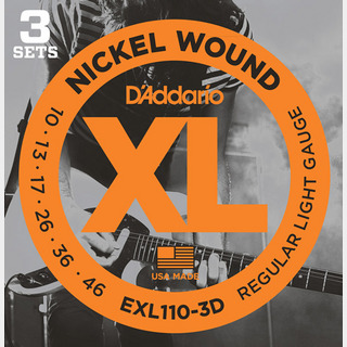 D'Addario EXL110/3D 10-46 レギュラーライト 3セットエレキギター弦 お買い得な3パック