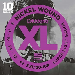D'Addario XL Nickel Multi-Packs Electric Guitar Strings EXL120-10P [10 Set Pack]
