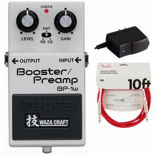 BOSSBP-1W Booster/Preamp ブースター 純正アダプターPSA-100S2+Fenderケーブル(Fiesta Red/3m) 同時購入セット