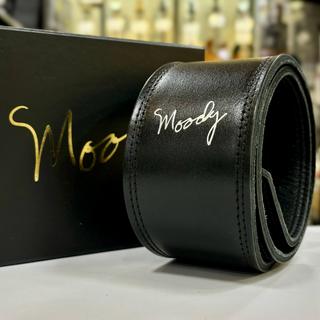 MoodyLeatherStrap Leather&Leather 2.5 Standard Black/Black With SilverLogo ＆10mm hole