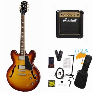 Epiphone Inspired by Gibson ES-335 Figured Raspberry Tea Burst (RTB) セミアコ ES335 Marshall MG10アンプ付属エ