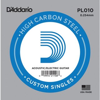 D'Addario Acoustic or Electric Plain Steel PL010 .010 バラ弦【梅田店】