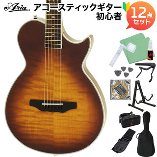ARIAAPE-100 TS タバコサンバースト 初心者セット 【エレキギターのように弾ける薄型エレアコ】