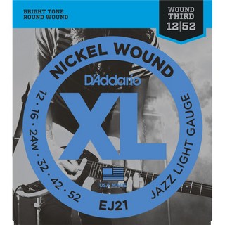 D'Addario XL Nickel Electric Guitar Strings EJ21 (Jazz Light/12-52)