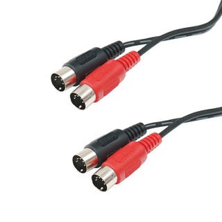 3.3 Feet with Molded Connector Shells Black & Red Dual MIDI Cable Ancable DIN to Male to Male for Carrying a Serial Digital Signal 