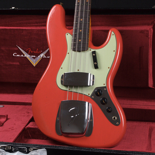 Fender Custom Shop 1963 Jazz Bass Journeyman Relic Aged Fiesta Red / Matching Head