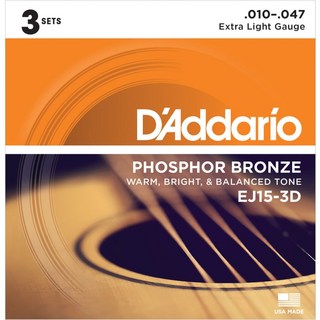 D'Addario EJ15-3D [Phosphor Bronze Extra Light Multi-Packs]