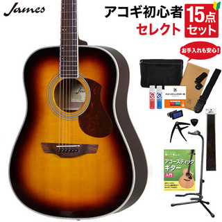 James J-300D BBT アコースティックギター 教本・お手入れ用品付きセレクト15点セット 初心者セット