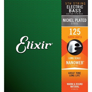 Elixir Nickel Plated Steel Bass Strings with ultra-thin NANOWEB Coating 5th/Low-B (125/Long) #15425