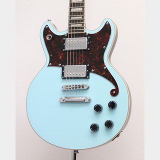 D'Angelico  Premier Brighton Sky Blue Top, Natural Mahogany Back and Side