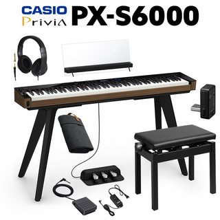 CasioPX-S6000 BK ヘッドホン・スタンド・高低自在イス・純正3本ペダルセット 【WEBSHOP限定】