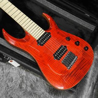Overload Custom Guitars Raijin7 BARITONE Carved Top Trans Red