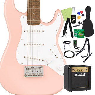 Squier by Fender Mini Stratocaster エレキギター初心者14点セット 【マーシャルアンプ付き】 Shell　Pink