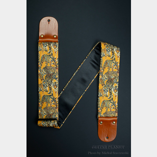 Mr.Strapsky Eye Of The Tiger Guitar Strap -Black Italian Satin- w/Vintage Leather Ends【エレキ館在庫商品】