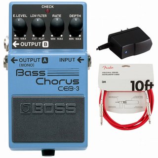 BOSS CEB-3 Bass Chorus ベースコーラス 純正アダプターPSA-100S2+Fenderケーブル(Fiesta Red/3m) 同時購入セッ